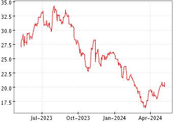 Grï¿œfico de AT & S AUSTRIA TE en el periodo de 1 año: muestra los últimos 365 días